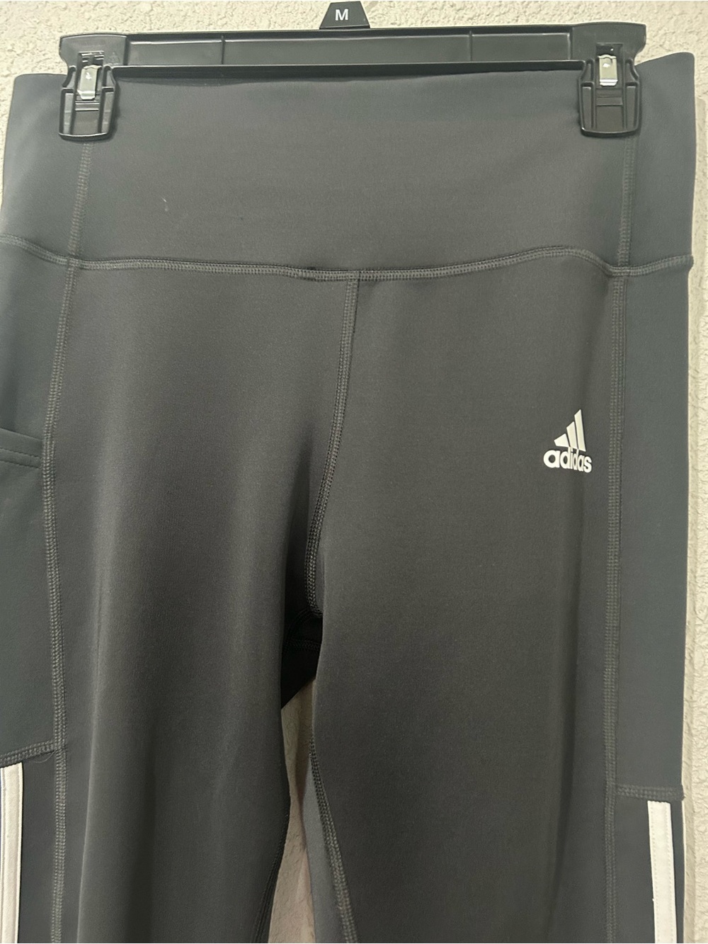 adidas Black Athletic Leggings with Reflective Logo